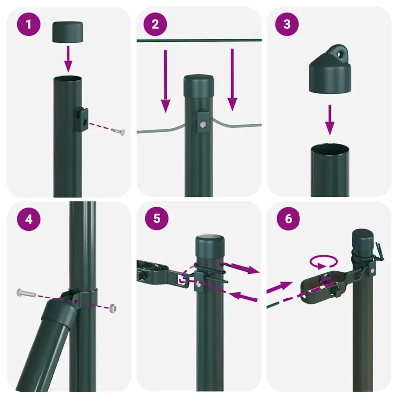 Įmontuotas tvoros stulpas 13 pcs Žalia