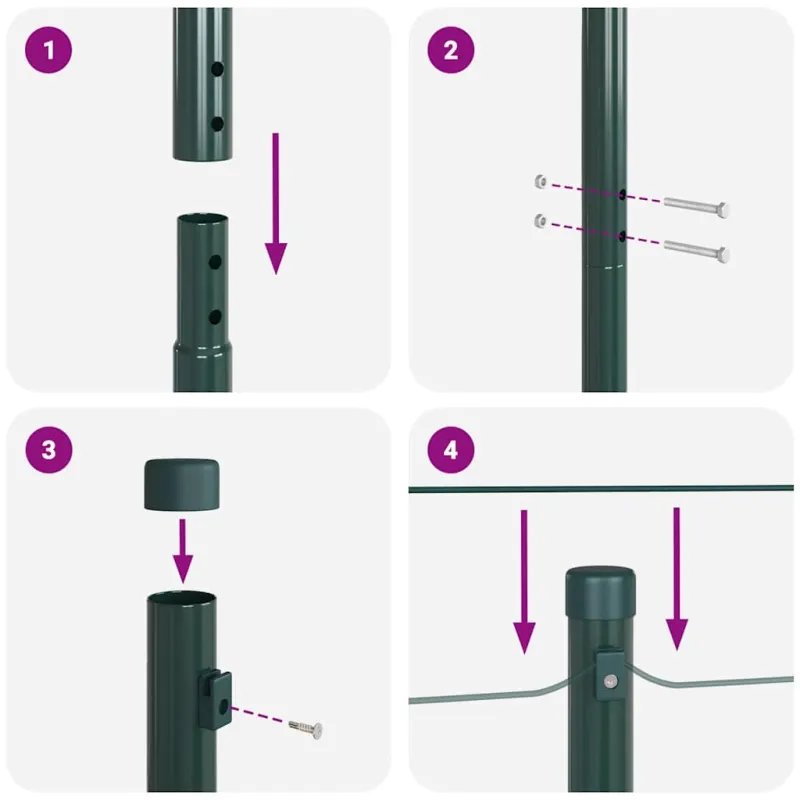 Įmontuotas tvoros stulpas 7 pcs Žalia