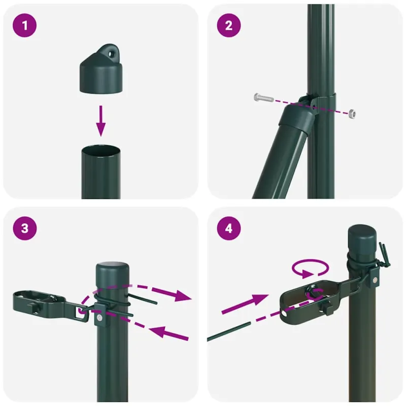 Įmontuotas tvoros stulpas 13 pcs Žalia