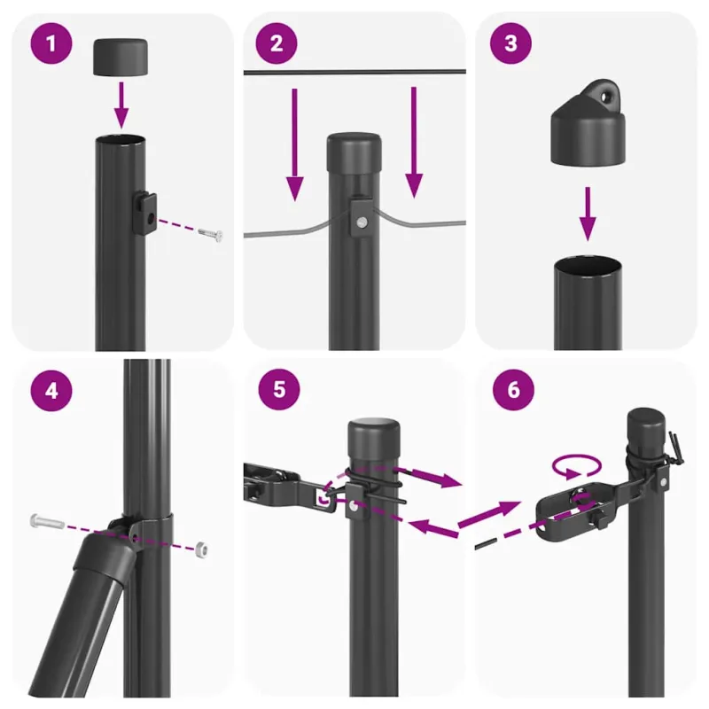 Įmontuotas tvoros stulpas 7 pcs Pilka