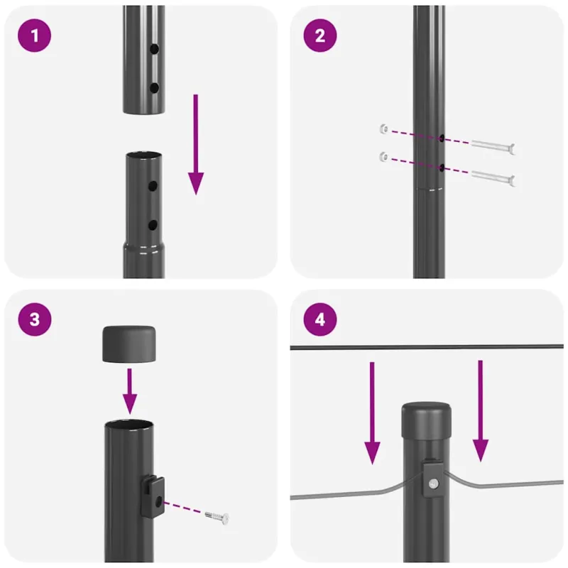 Įmontuotas tvoros stulpas 13 pcs Pilka