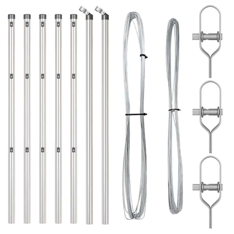 Įmontuotas tvoros stulpas 7 pcs Sidabrinė
