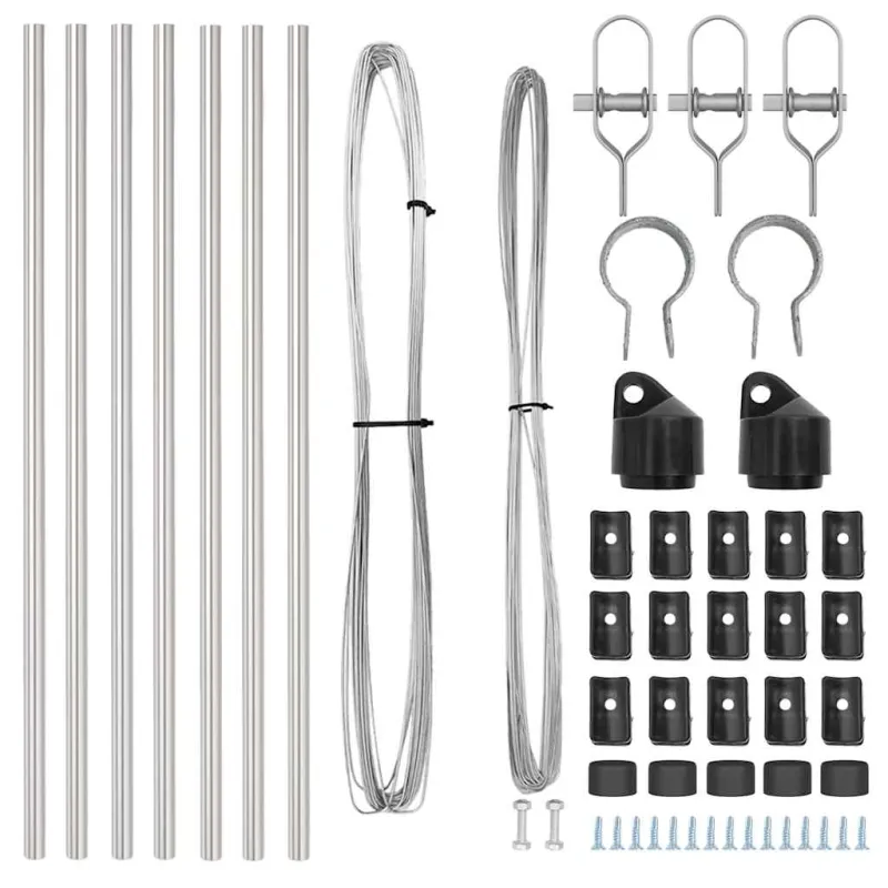 Įmontuotas tvoros stulpas 7 pcs Sidabrinė