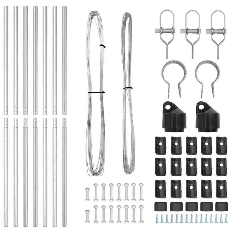 Įmontuotas tvoros stulpas 7 pcs Sidabrinė