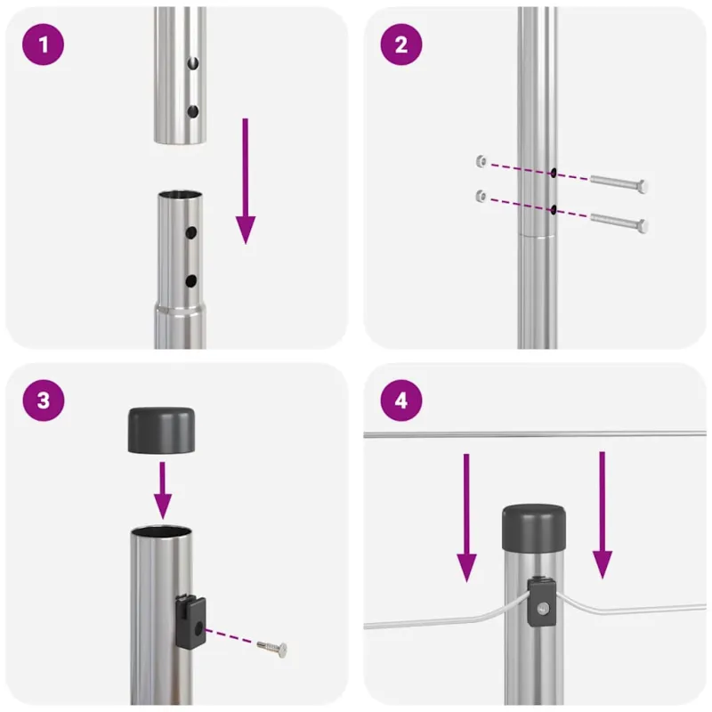Įmontuotas tvoros stulpas 13 pcs Sidabrinė