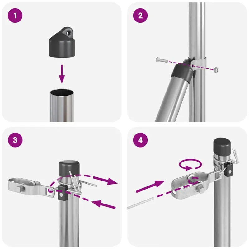 Įmontuotas tvoros stulpas 7 pcs Sidabrinė