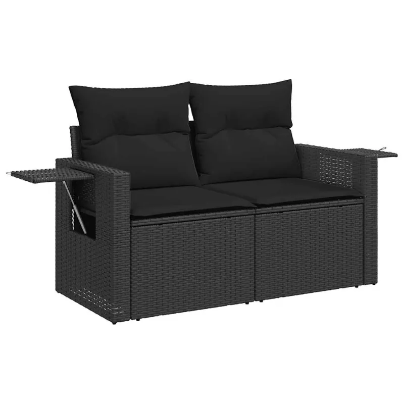 Sofoksen 6-os osia komplekti, mukaan lukien tyynyt, musta, polyrattana
