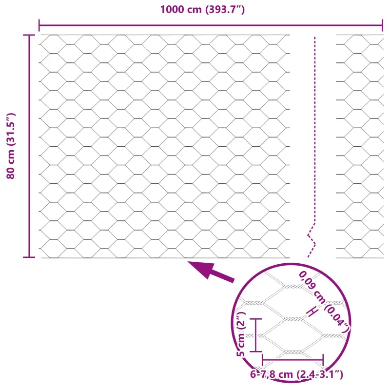 Heksagoninė tvora Žalia 0,8 x 10 m PVC
