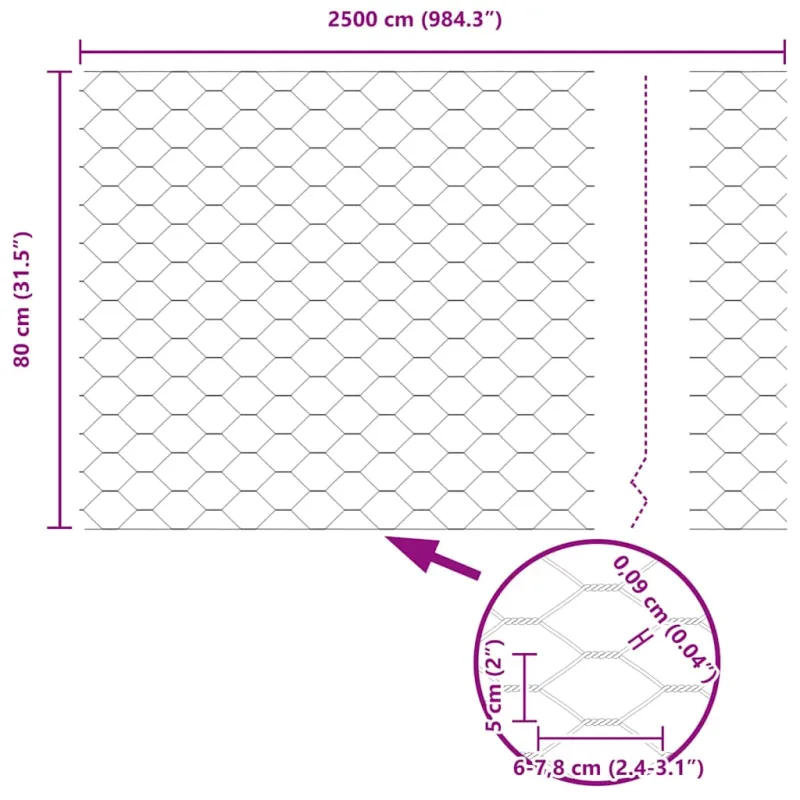 Heksagoninė tvora Žalia 0,8 x 25 m PVC