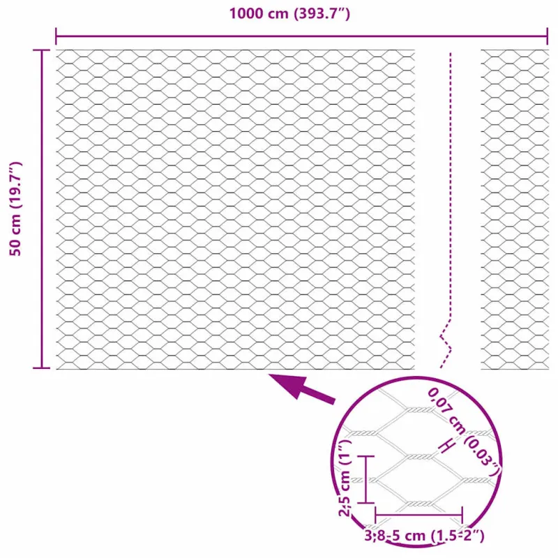 Heksagoninė tvora Pilka 0,5 x 10 m PVC