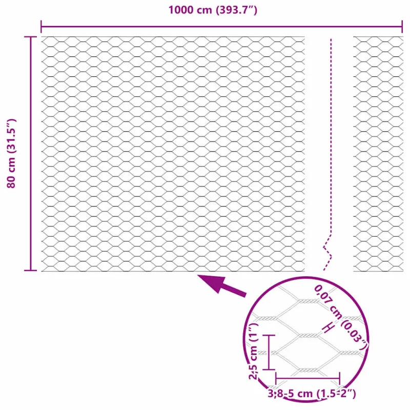 Heksagoninė tvora Pilka 0,8 x 10 m PVC