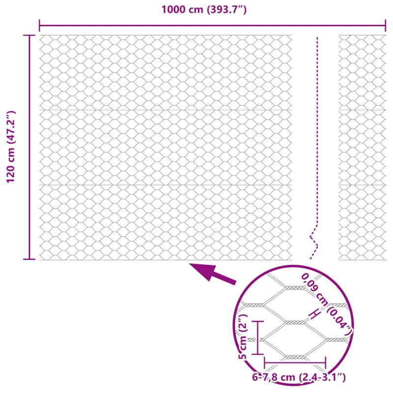 Heksagoninė tvora Pilka 1,2 x 10 m PVC