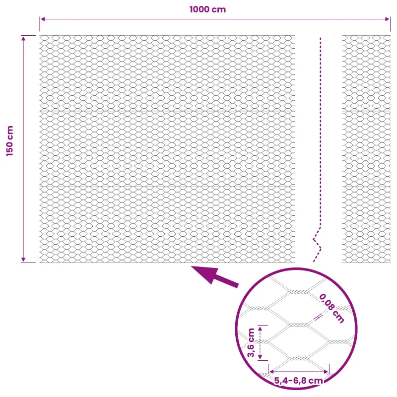 Heksagoninė tvora Pilka 1,5 x 10 m PVC