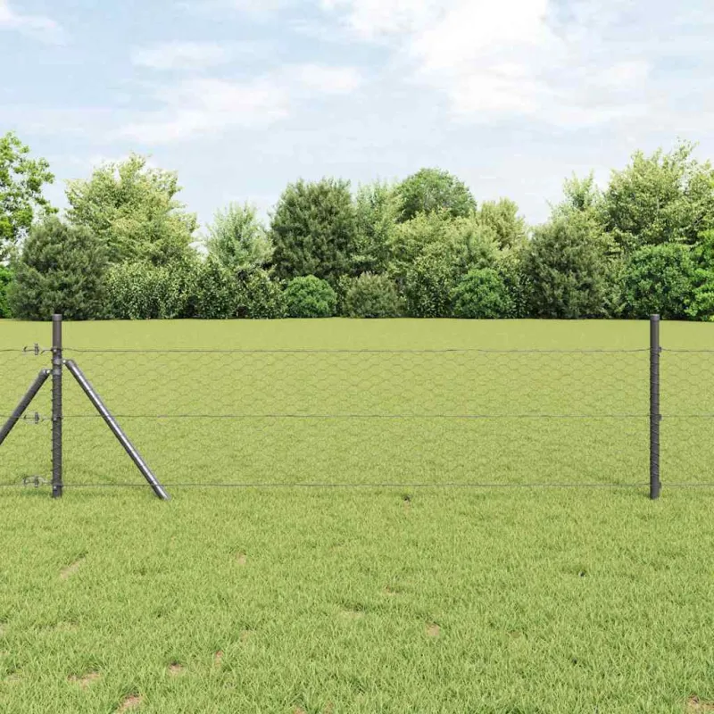 Heksagoninė tvora Pilka 0,4 x 25 m PVC