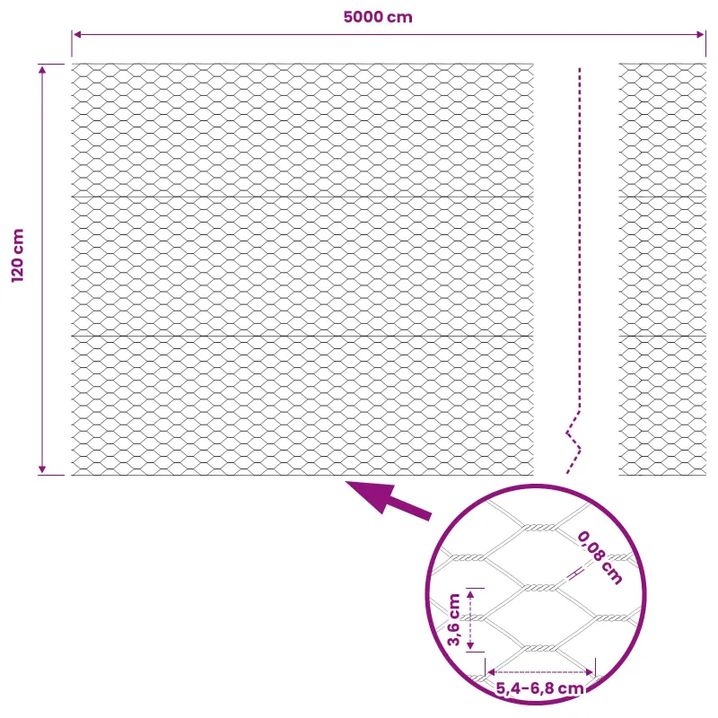 Heksagoninė tvora Pilka 1,2 x 50 m PVC