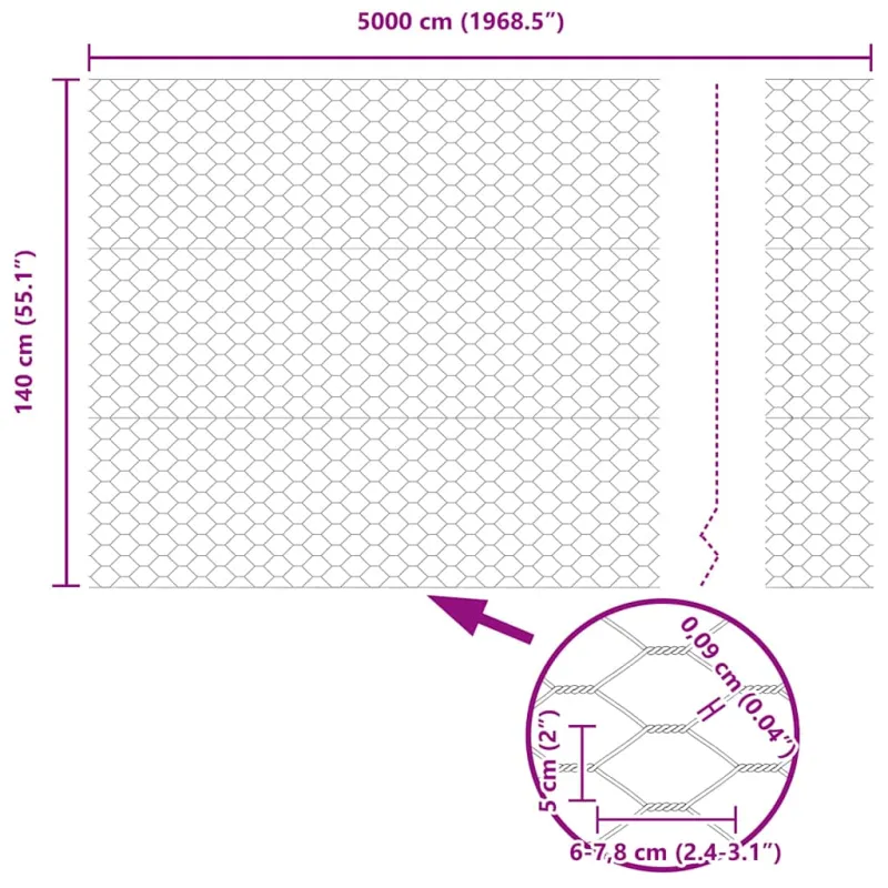 Heksagoninė tvora Pilka 1,4 x 50 m PVC