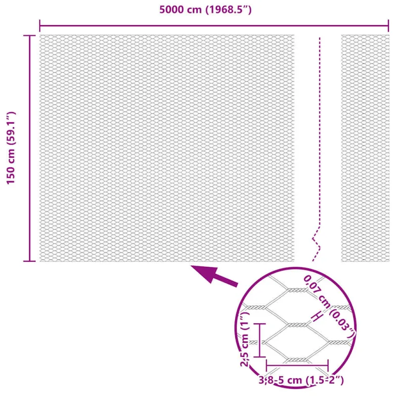 Heksagoninė tvora Pilka 1,5 x 50 m PVC
