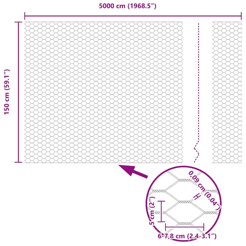 Heksagoninė tvora Pilka 1,5 x 50 m PVC