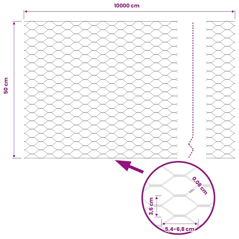 Heksagoninė tvora Pilka 0,5 x 100 m PVC