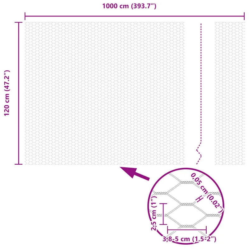 Heksagoninė tvora Sidabro 1,2 x 10 m Galvanizuotas plienas