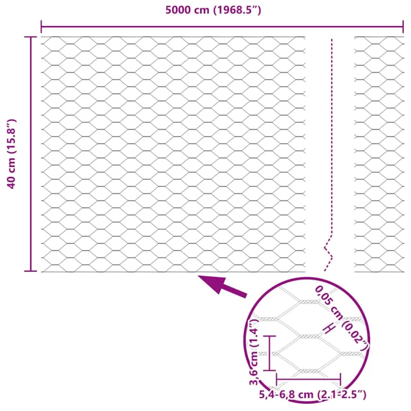 Heksagoninė tvora Sidabro 0,4 x 50 m Galvanizuotas plienas