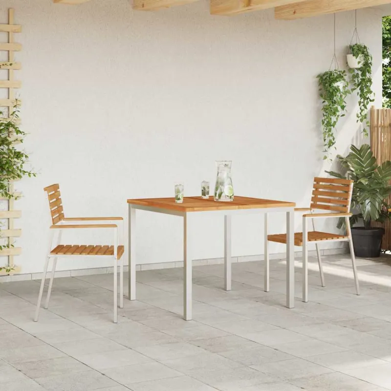 Sodo Kėdė 2 pcs Kietas teka mediena ir nerūdijančio plieno
