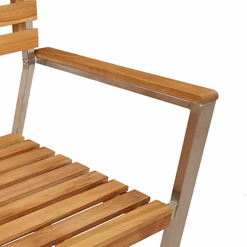 Sodo Kėdė 2 pcs Kietas teka mediena ir nerūdijančio plieno