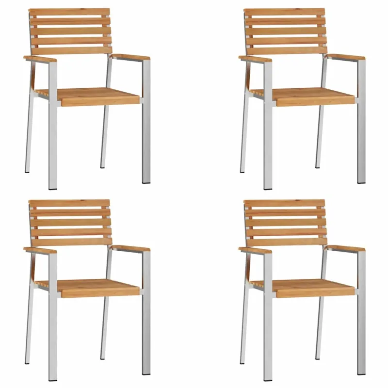 Sodo Kėdė 4 pcs Standus teisinis medis ir nerūdijantis plienas