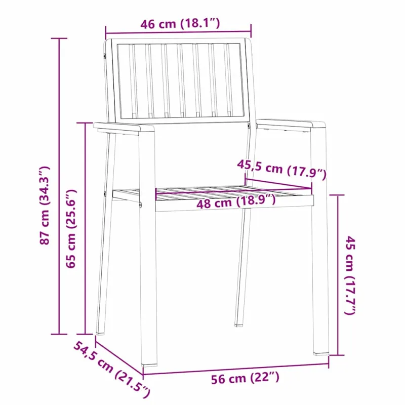 Sodo Kėdė 4 pcs Kietas akacijos medis ir nerūdijančio plieno