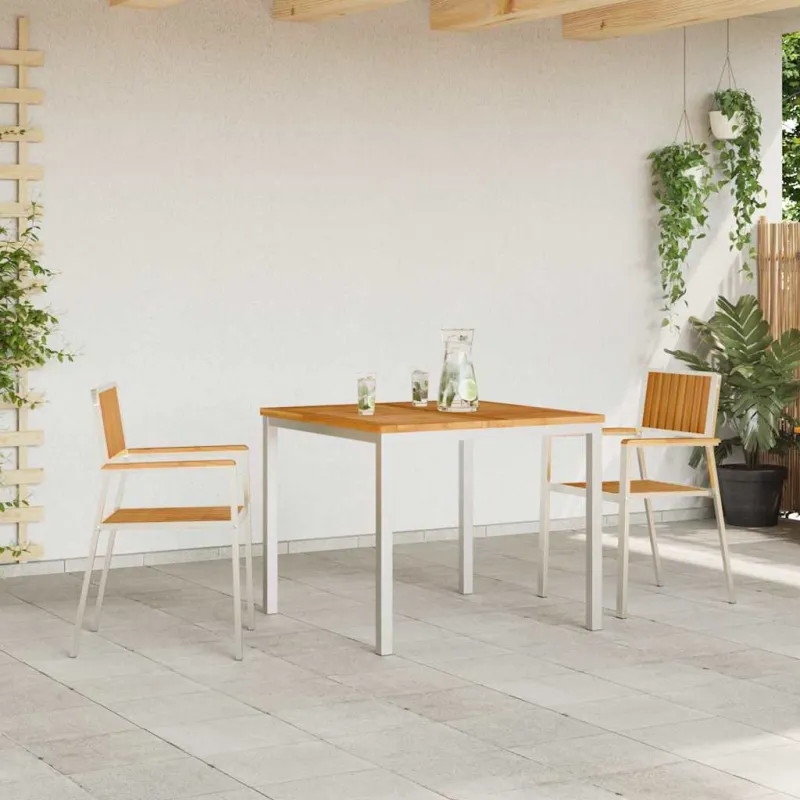 Sodo Kėdė 2 pcs Kietas teak mediena ir nerūdijantis plienas