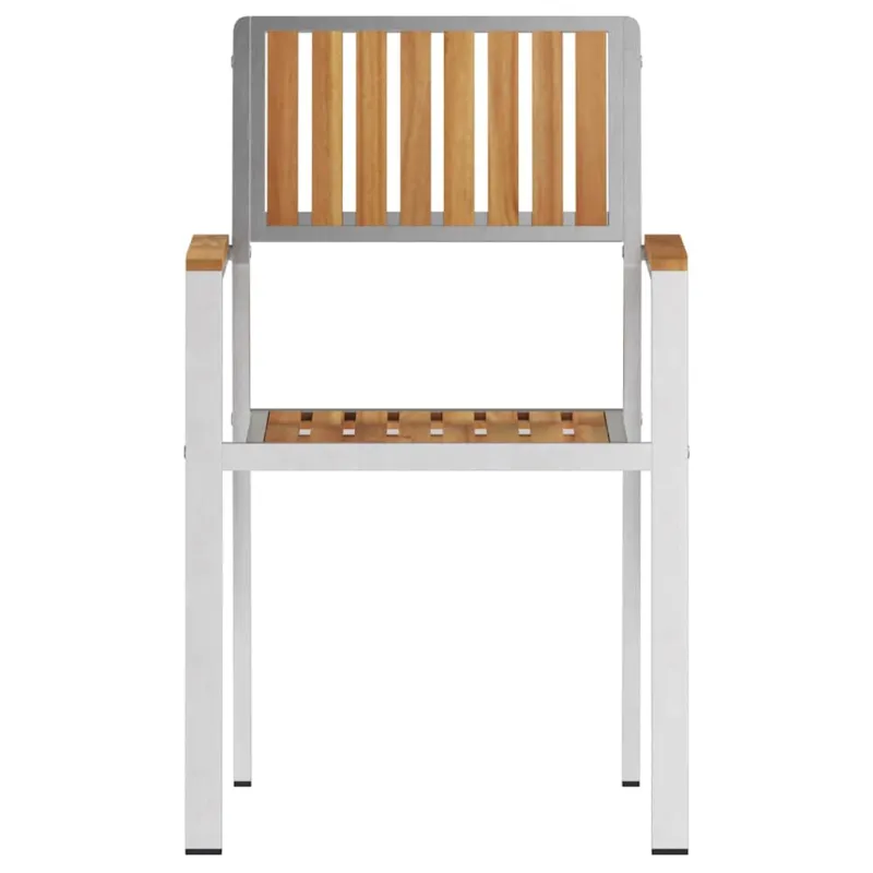 Sodo Kėdė 2 pcs Kietas teak mediena ir nerūdijantis plienas