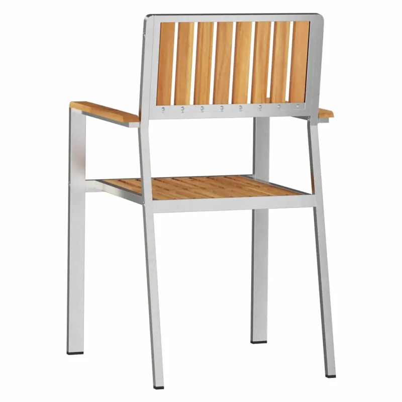 Sodo Kėdė 2 pcs Kietas teak mediena ir nerūdijantis plienas