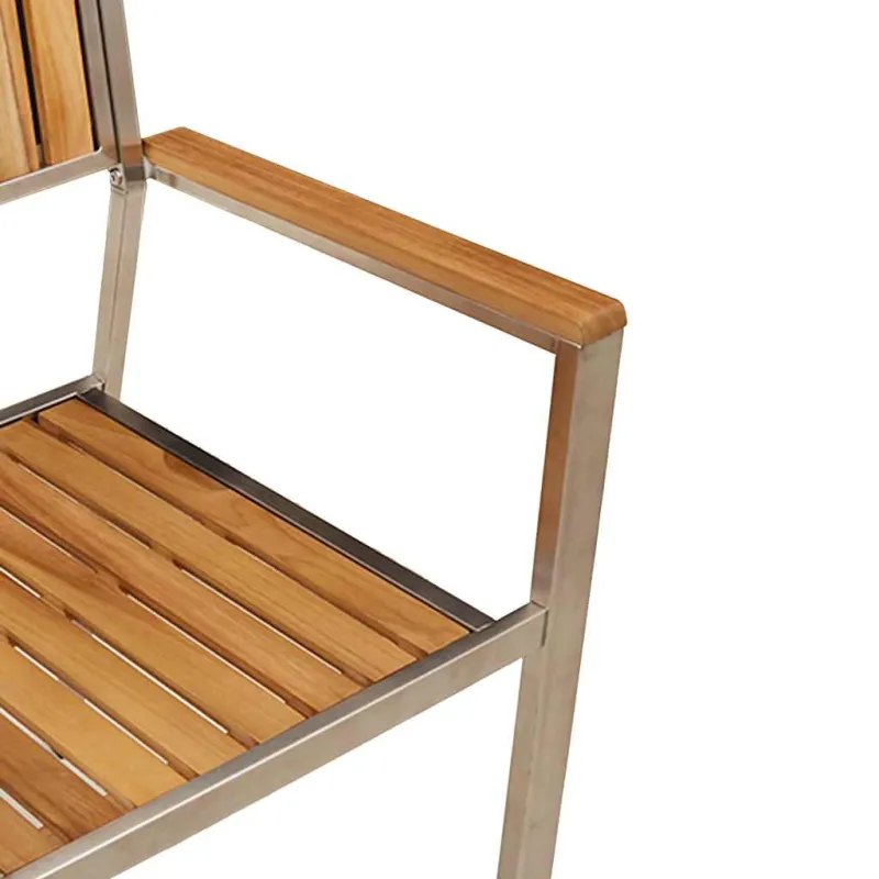 Sodo Kėdė 2 pcs Kietas teak mediena ir nerūdijantis plienas