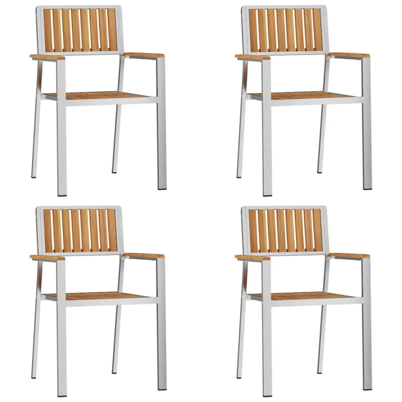 Sodo Kėdė 4 pcs Kietas teka mediena ir nerūdijančio plieno