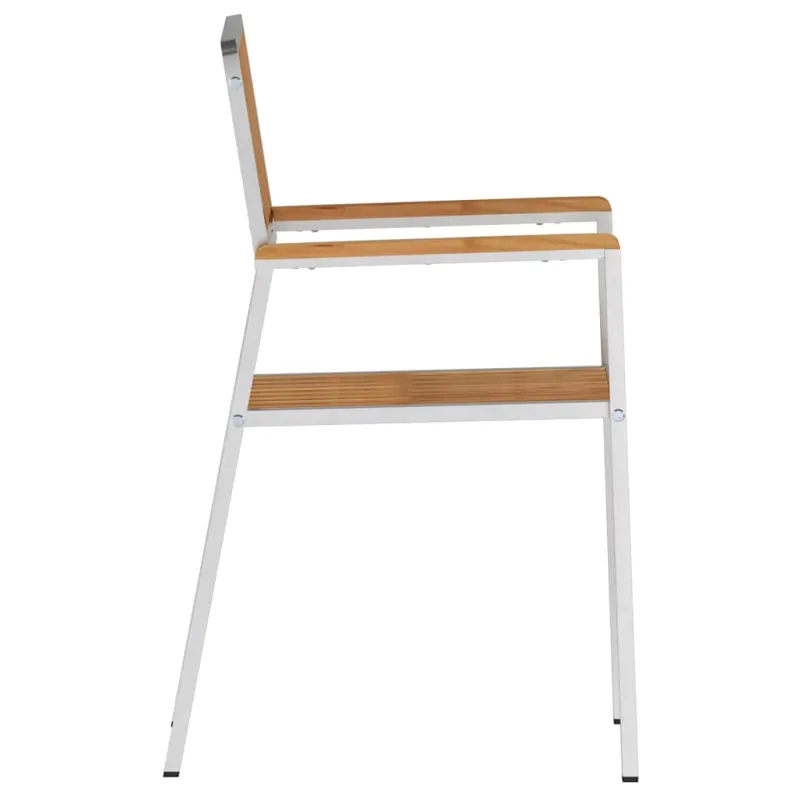 Sodo Kėdė 4 pcs Kietas teka mediena ir nerūdijančio plieno
