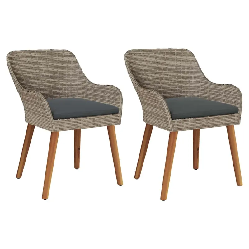 Sodo Kėdė su pagalve 2 pcs Juoda 62,5 x 55 x 82 cm poliratanas
