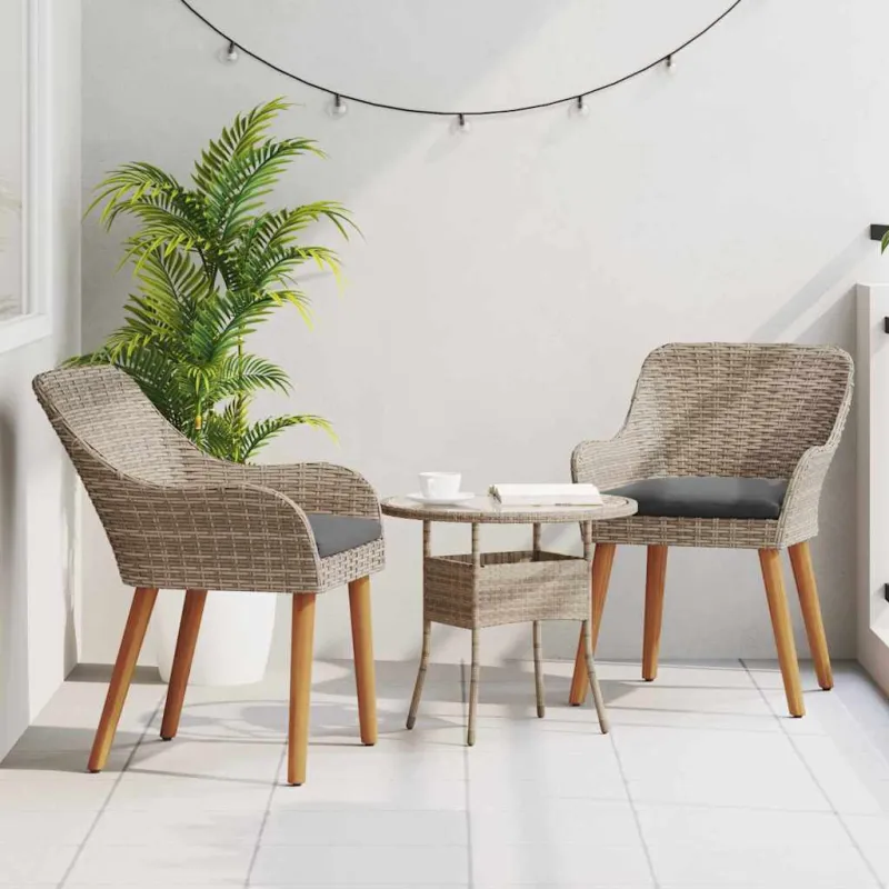 Sodo Kėdė su pagalve 2 pcs Juoda 62,5 x 55 x 82 cm poliratanas