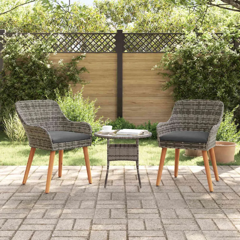 Sodo Kėdė su pagalve 2 pcs Pilka 62,5 x 55 x 82 cm poliratanas