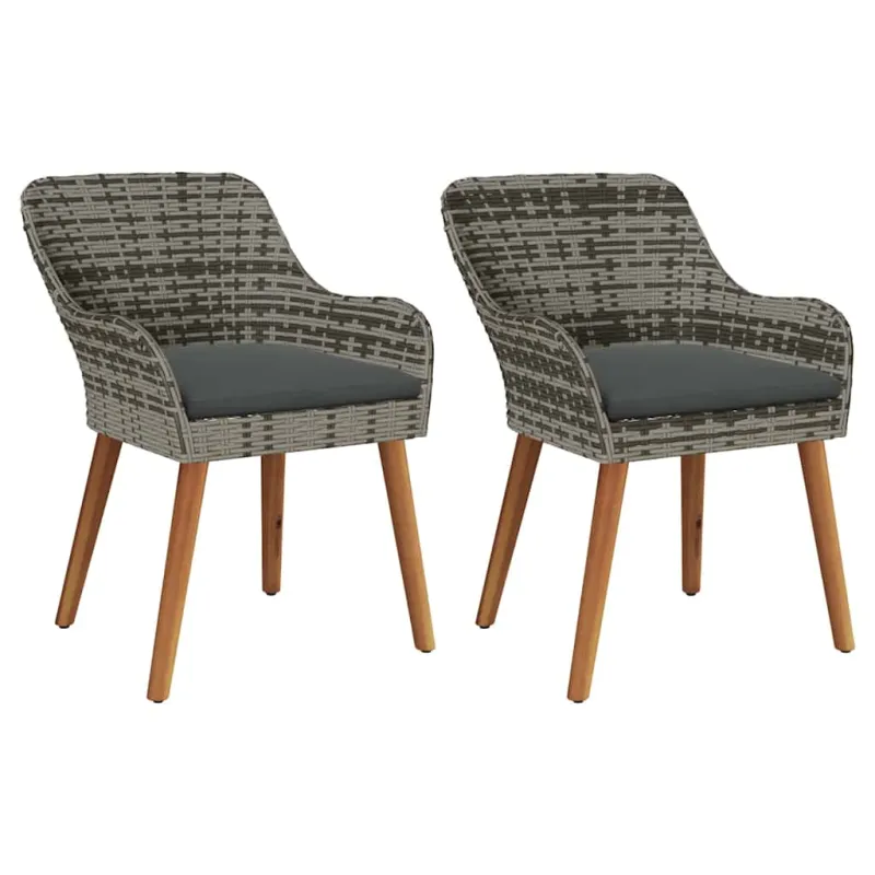 Sodo Kėdė su pagalve 2 pcs Pilka 62,5 x 55 x 82 cm poliratanas