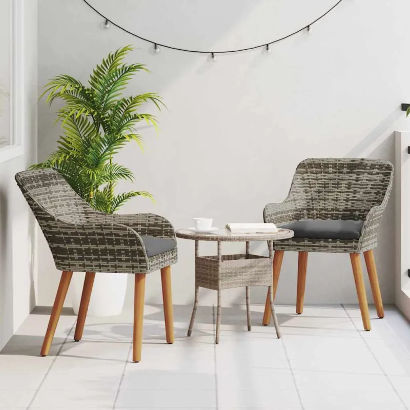 Sodo Kėdė su pagalve 2 pcs Pilka 62,5 x 55 x 82 cm poliratanas