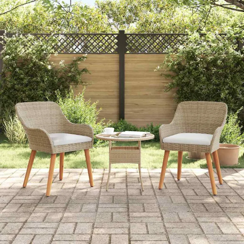 Sodo Kėdė su pagalve 2 pcs Smėlio 62,5 x 55 x 82 cm poliratanas