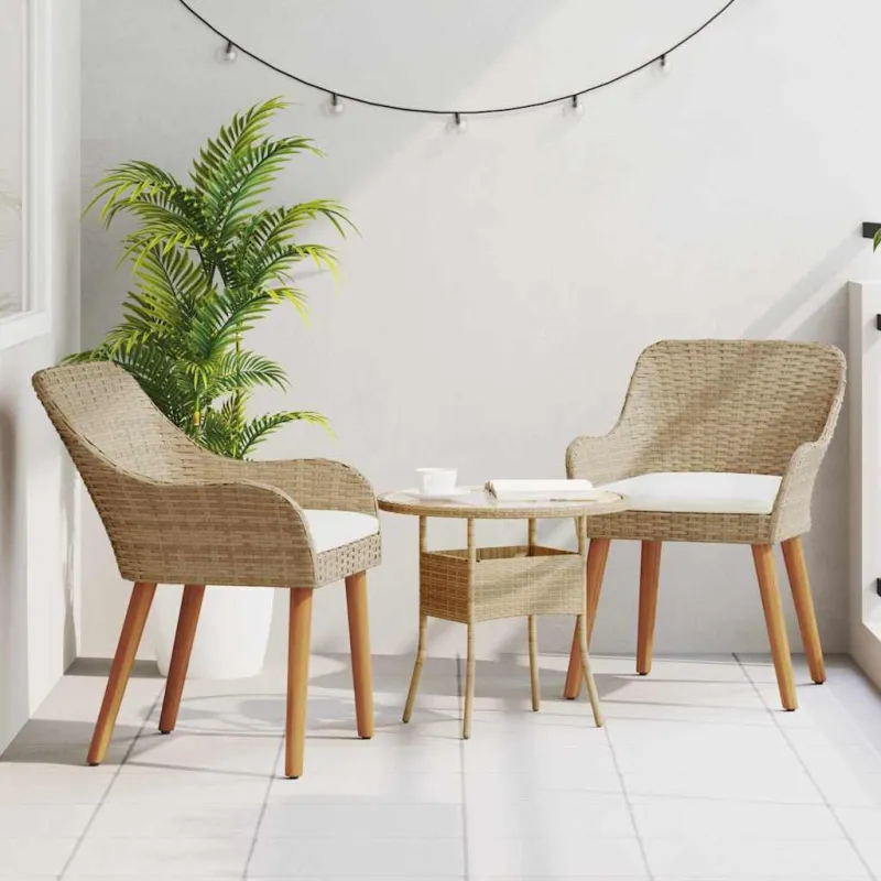 Sodo Kėdė su pagalve 2 pcs Smėlio 62,5 x 55 x 82 cm poliratanas