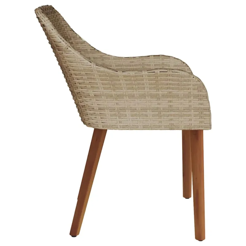 Sodo Kėdė su pagalve 2 pcs Smėlio 62,5 x 55 x 82 cm poliratanas