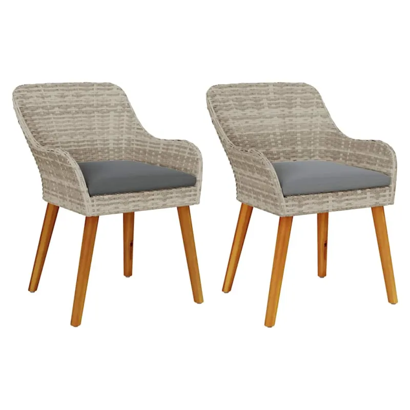 Sodo Kėdė 2 pcs Šviesiai pilka 62,5 x 55 x 82 cm poliratanas