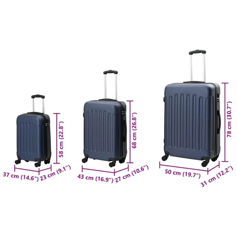 Lagaminas 3 pcs Tamsiai mėlyna 50 x 31 x 78 cm ABS plastikas