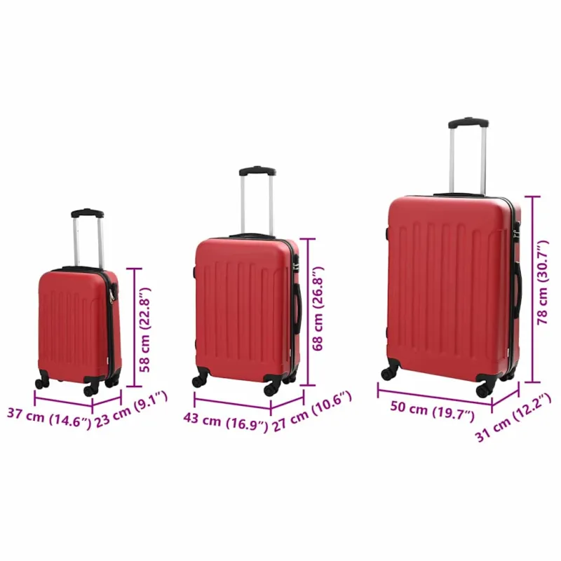 Lagaminas 3 pcs Raudona 50 x 31 x 78 cm ABS plastikas