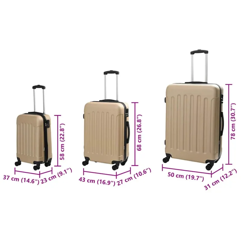 Lagaminas 3 pcs šampano 50 x 31 x 78 cm ABS plastikas