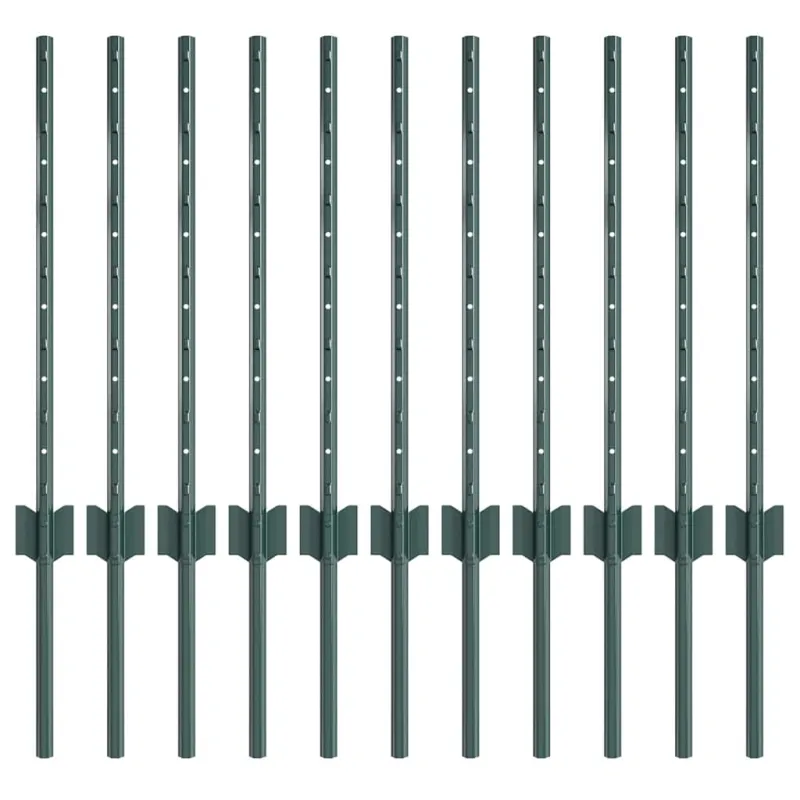 Įmontuotas tvoros stulpas 11 pcs Žalia 100 cm
