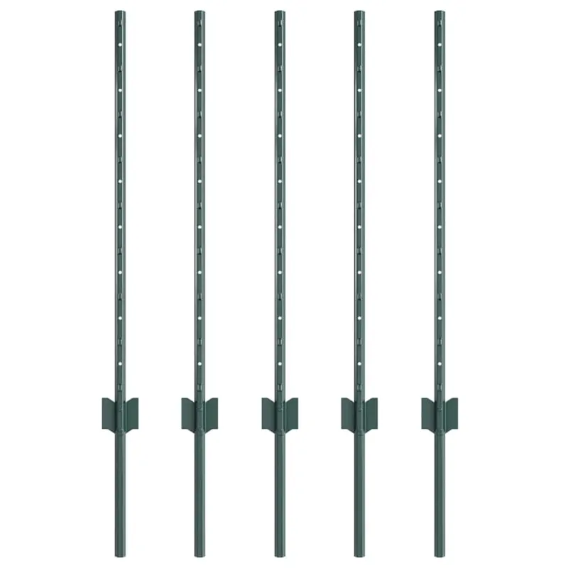Įmontuotas tvoros stulpas 5 pcs Žalia 120 cm