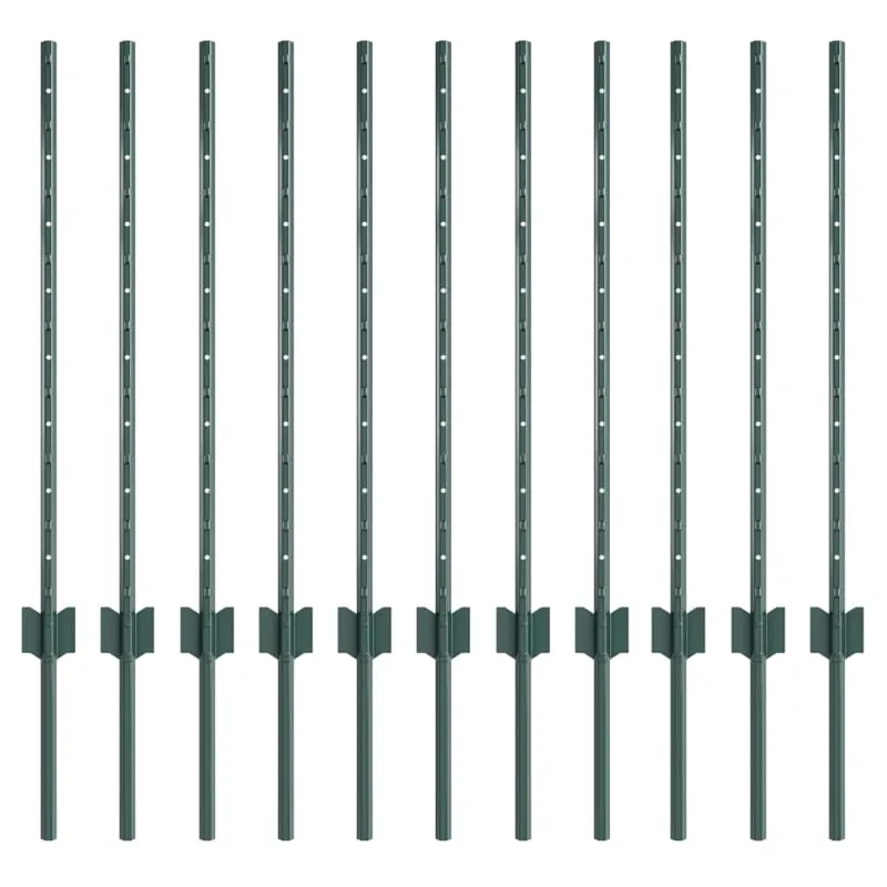 Įmontuotas tvoros stulpas 11 pcs Žalia 120 cm